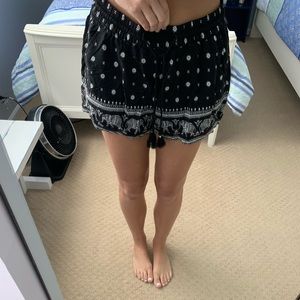 Cute black elephant drawstring shorts